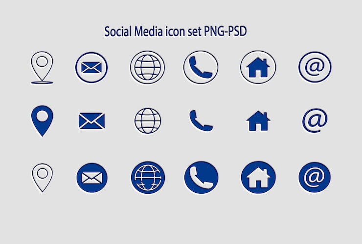 PSD social media icon set black
