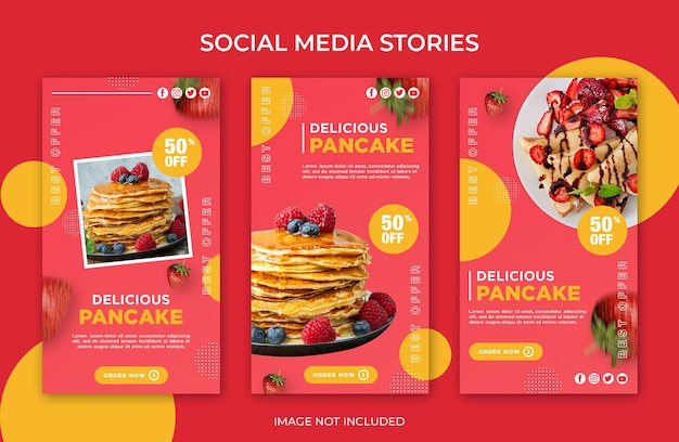 Social media instagram stories delicioso modelo de panqueca