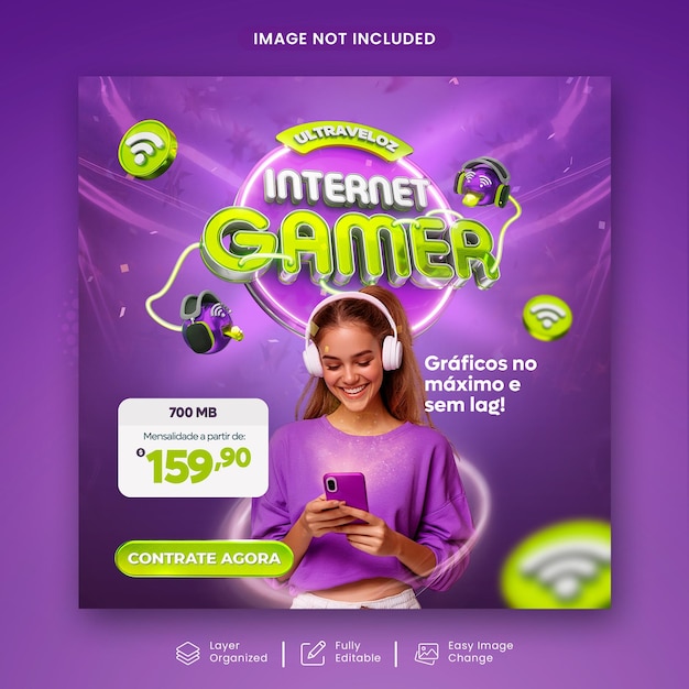 Social Media Internet Gamer y Renderizado en 3D