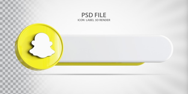 PSD social media label snapchat icône 3d render luxe