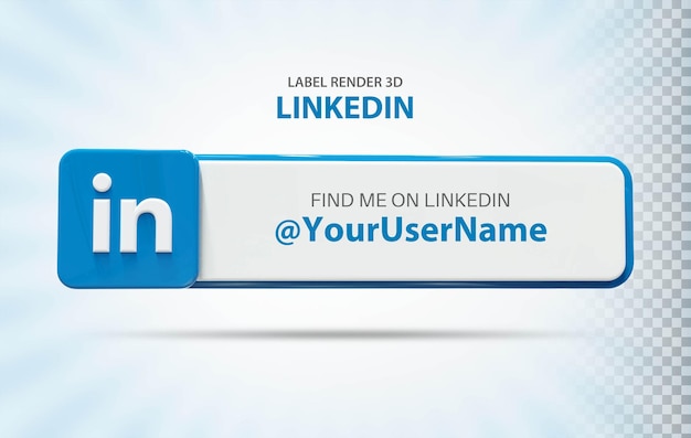 PSD social media linkedin-symbol mit label 3d-rendering