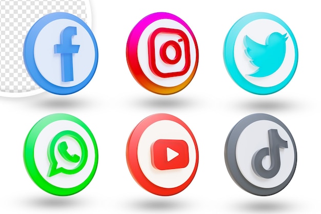 Social-media-logos und -symbole eingestellt