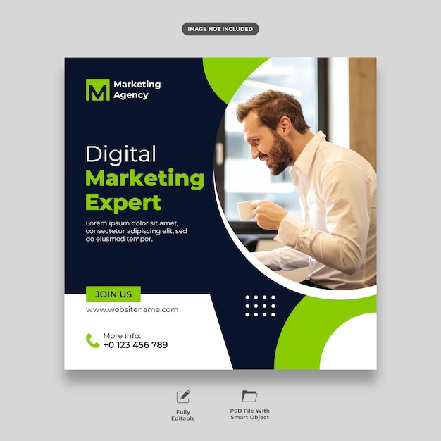 Social media marketing digitale e banner modello post instagraminstagram