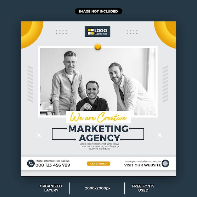 Social media marketing digitale e modello di post instagram