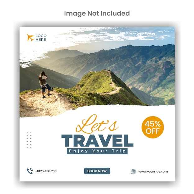 Social-Media- oder Instagram-Beitragsvorlage für Reisetouren