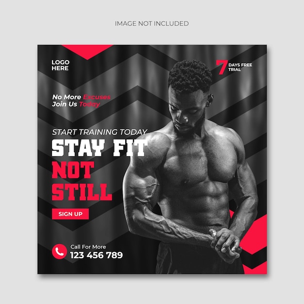 Social media palestra fitness e banner web o modello di post di promozione instagram