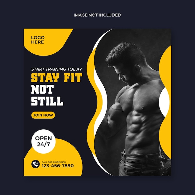Social media palestra fitness e banner web o modello di post di promozione instagram