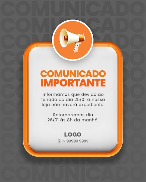 SOCIAL MEDIA PARA AVISOS E COMUNICADOS LARANJA FÜR MITTEILUNGEN UND VERÖFFENTLICHUNGEN ORANGE