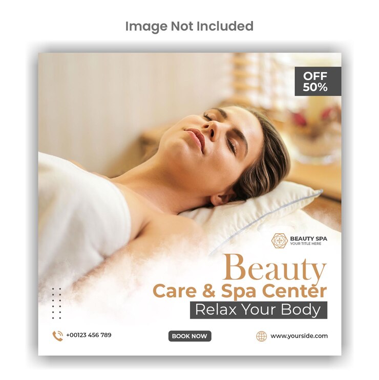 PSD social media per la cura della bellezza e della spa o design del modello di post di instagram