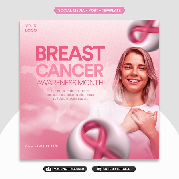 social media post alimentazione cancro al seno prenditi cura del nastro rosa 3d