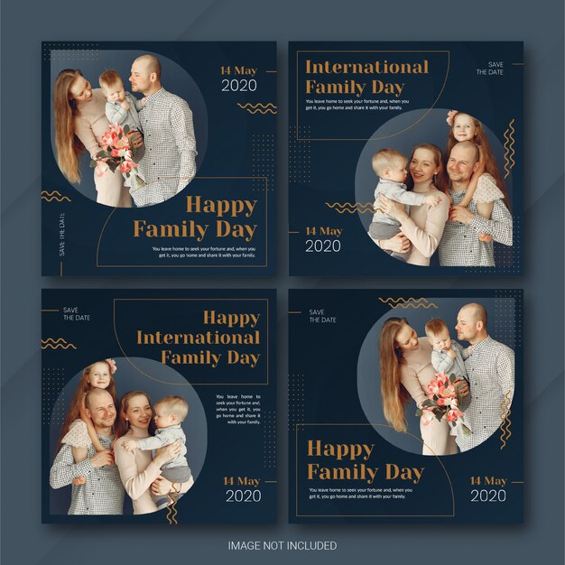 Social media post banner bundle modelo do dia internacional da família