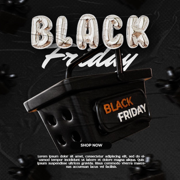 PSD social media post black friday 3d-rendervorlagendesign