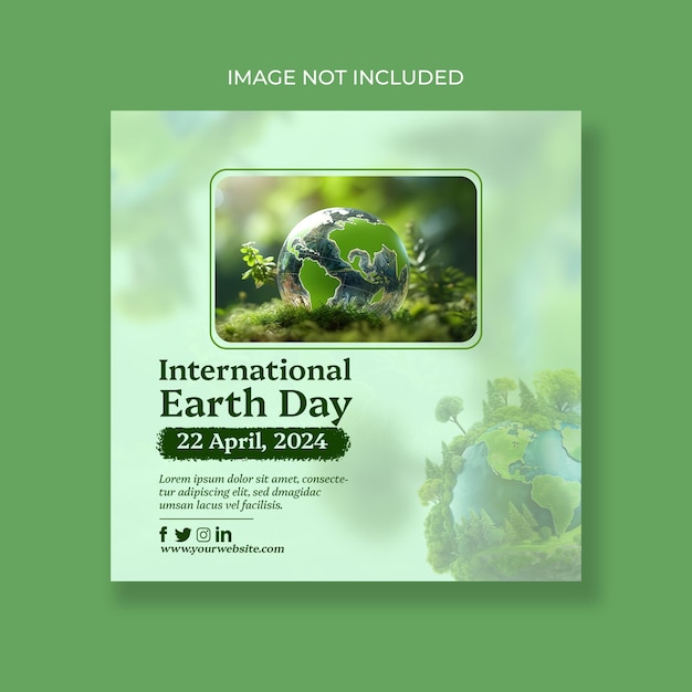 PSD social media post design pour le jour international de la terre ou la célébration de la journée internationale de la terre