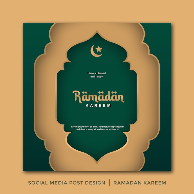 social media post design ramadan kareem modernes design goldgrün 24