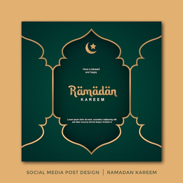 social media post design ramadan kareem modernes design goldgrün 25