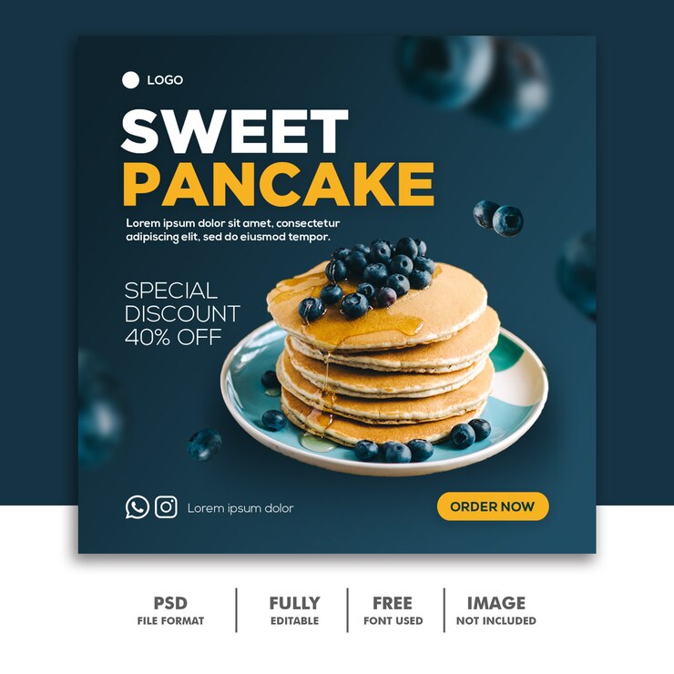 Social Media Post Instagram Square Banner Template Restaurante o Comida Deliciosa
