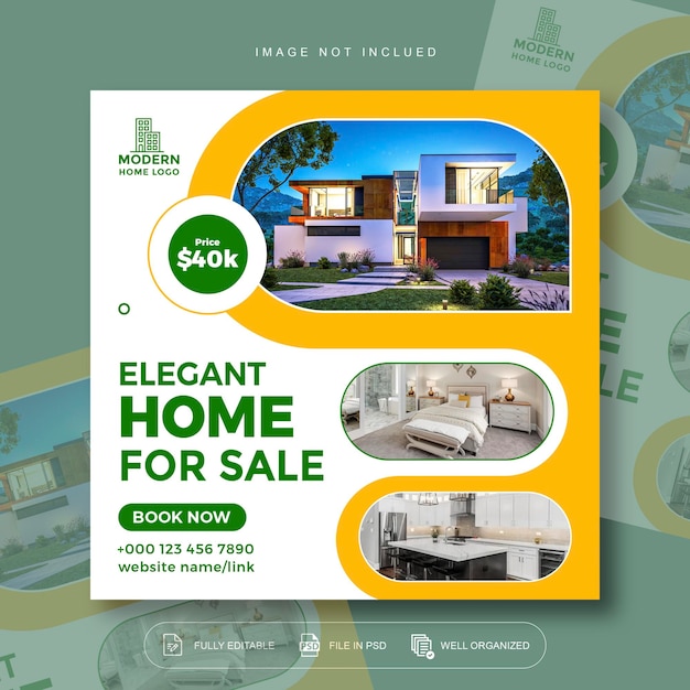 Social-Media-Post oder Web-Banner-Vorlage für Immobilien