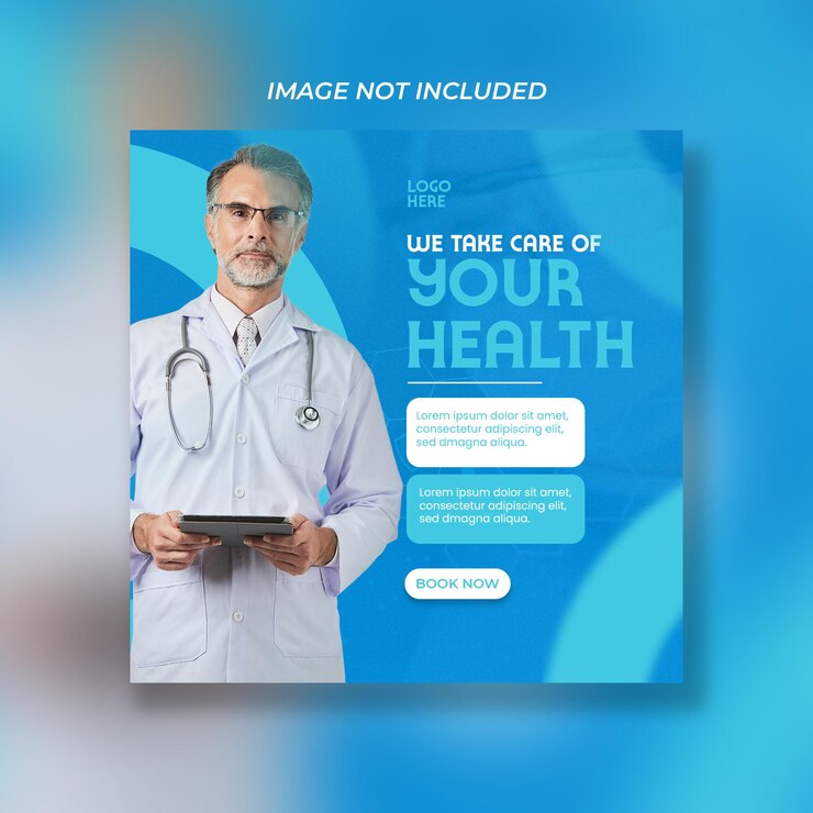 PSD social media post para doutor quadrado banner para doutor ou hospital modelo de design de postagem