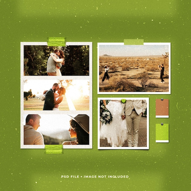 Social Media Post Photo Paper Frames Moodboard Collage Mockup