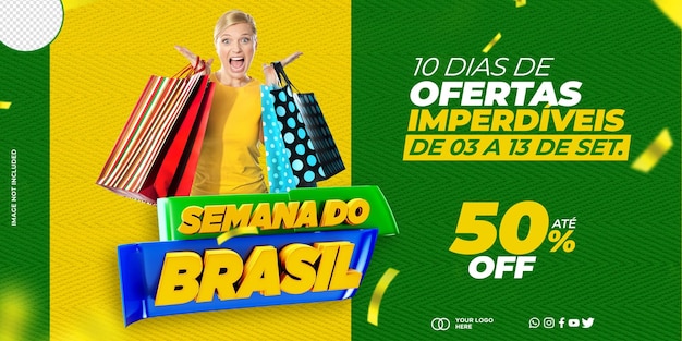 PSD social media post template design brasilien woche semana do brasil