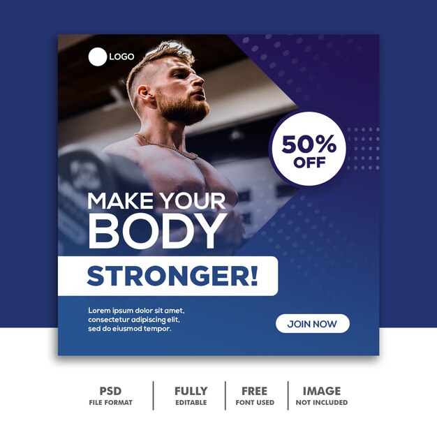 Social Media Post Template Fitnessstudio