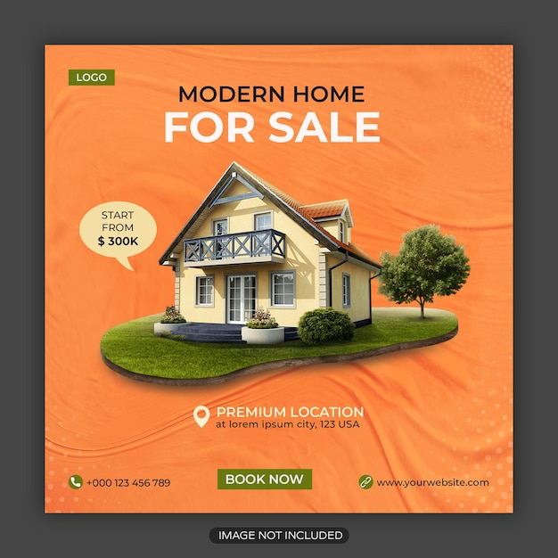 Social-Media-Post und quadratisches Flyer-Vorlagendesign für das Immobiliengeschäft