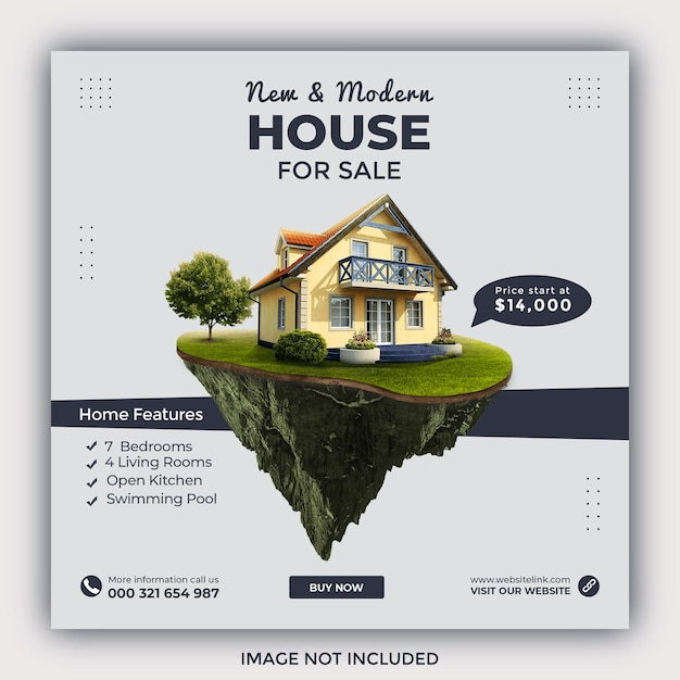 Social Media Post und Webbanner zum Verkauf von Immobilien