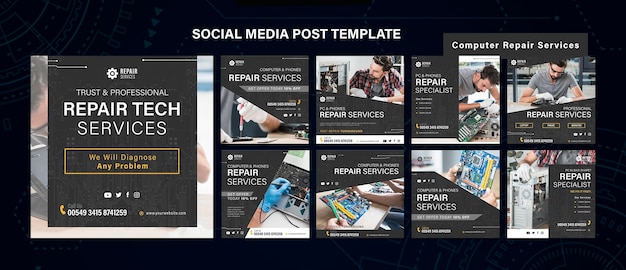 PSD social-media-post-vorlage für reparaturdienste