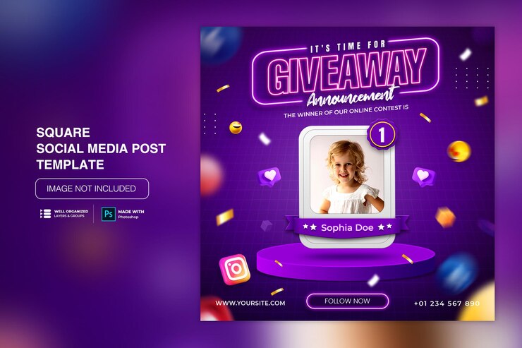 Social-Media-Post-Vorlage mit Werbegeschenk für Instagram Facebook