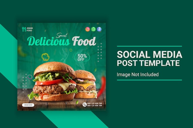 Social-media-post-vorlage spezielle burger-social-media- und banner-vorlage psd-datei
