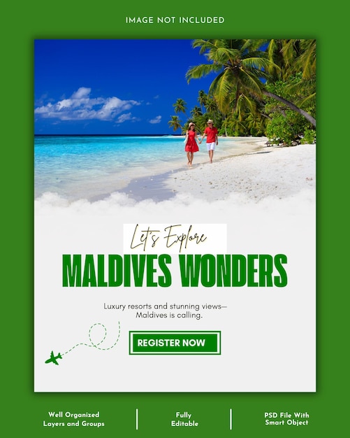 Social-Media-Postervorlage für Reisen und Tourismus