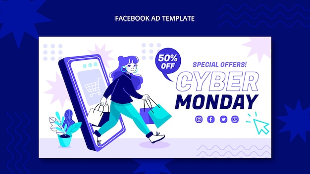 Social-media-promo-vorlage für cyber monday