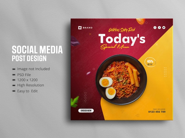 Social-Media-Promotion für Lebensmittelmenüs und Instagram-Banner-Post-Design