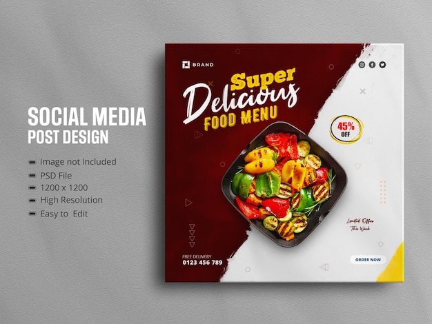 Social-Media-Promotion für leckeres Essen und Instagram-Banner-Post-Design