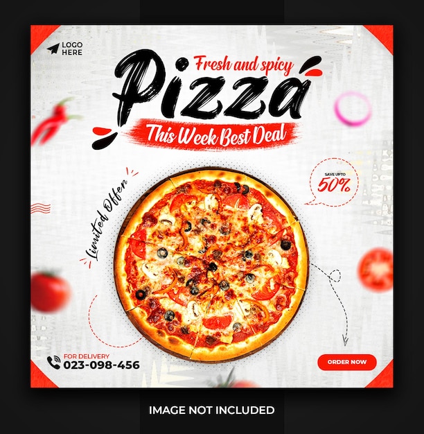 Social media special pizza food promotion post instagram und facebook banner post design template