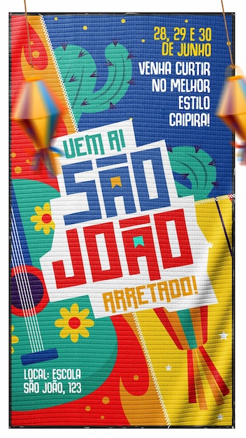 PSD social media stories se acerca la fiesta sao joao arretado