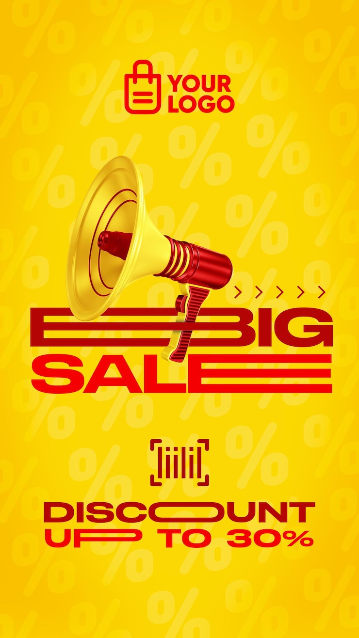 PSD social media stories ad big sale discounts of up to 30 off