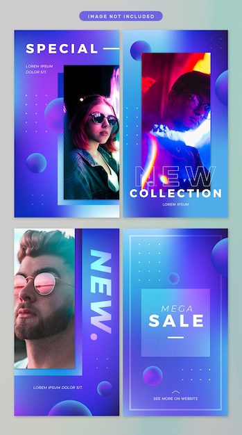 PSD social media story im neon-thema