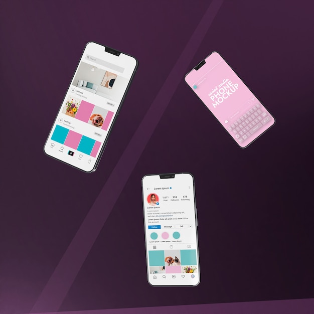 Social media sul design del mockup del telefono