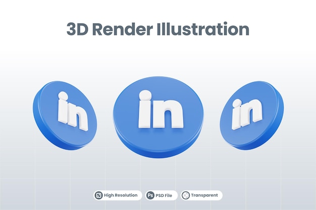 Social-Media-Symbol LinkedIn-Logo isoliert 3D-Rendering