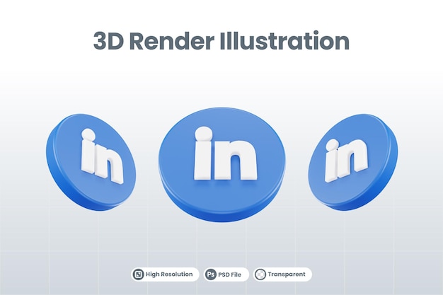 PSD social-media-symbol linkedin-logo isoliert 3d-rendering