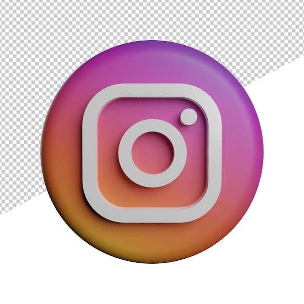 PSD social-media-symbol rund instagram vorderansicht 3d-illustration mit transparentem hintergrund