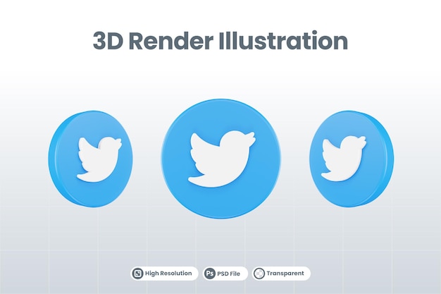 Social-media-symbol twitter-logo isoliert 3d-rendering