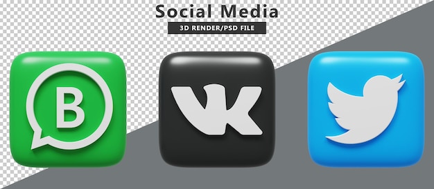 Social-Media-Symbole Logos 3d rendern Premium PSD