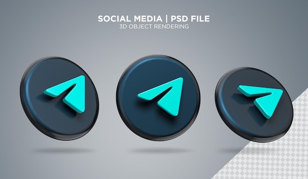 Social media telegram icon squared 3 composición logo 3d rendering