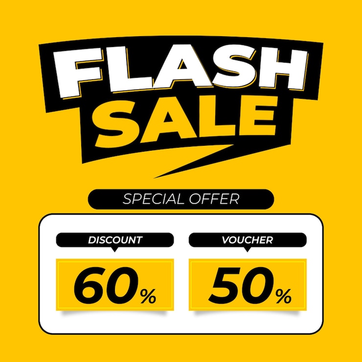 PSD social media template flash sale with yellow background