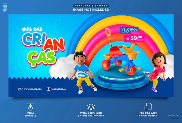 SOCIAL MEDIA TEMPLATE INSTAGRAM POST DIA DAS CRIANÇAS BRASIL EM PORTUGUES VENDAS