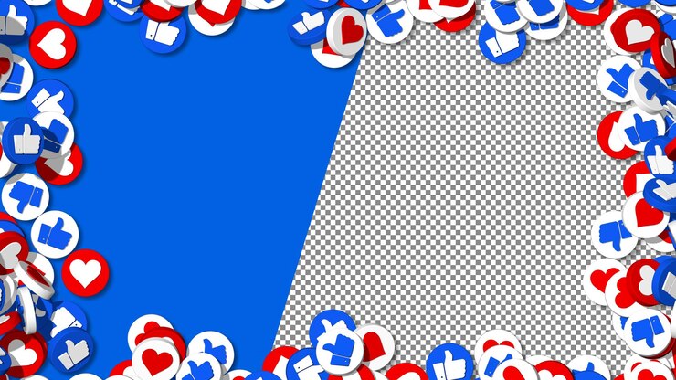 PSD social media thumbs like e hearts icon frame photo, rendering 3d