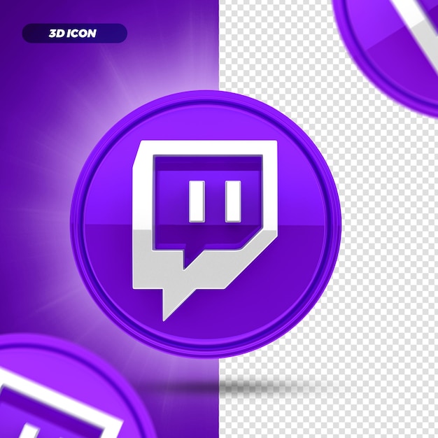 social media twitch tv 3d render icona isolata