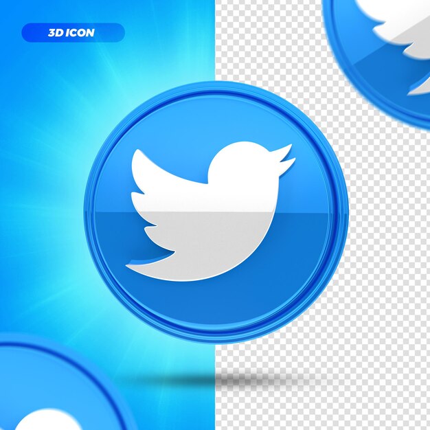Social-Media-Twitter 3D-Render-Symbol isoliert